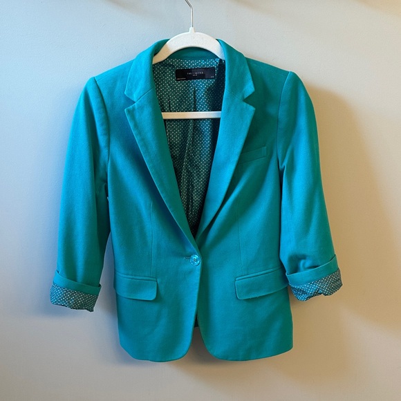 The Limited Jackets & Blazers - The Limited Turquoise Blazer with Patterned Cuffs